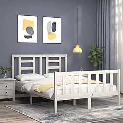 Avis Maison Chic Cadre/structure de lit avec tête de lit pour adulte - Lit Moderne Chambre blanc 140x200 cm bois massif -MN91749