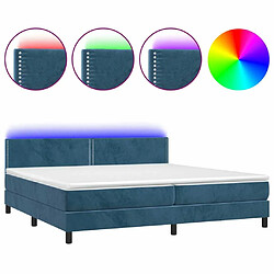 Sommier à lattes LED,Cadre à lattes de lit avec matelas pour Adulte Bleu foncé 200x200 cm -MN78880