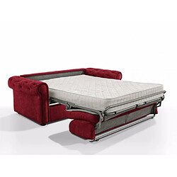 Avis Inside 75 Canapé lit 3 places CHESTERFIELD Convertible Express 140 cm matelas 18 cm velours rouge