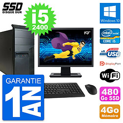 PC Tour Lenovo M91p Ecran 19" Core i5-2400 RAM 4Go SSD 480Go Windows 10 Wifi · Occasion 