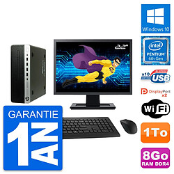 PC HP ProDesk 600 G3 SFF Ecran 22" G4400 RAM 8Go Disque Dur 1To Windows 10 Wifi · Occasion 