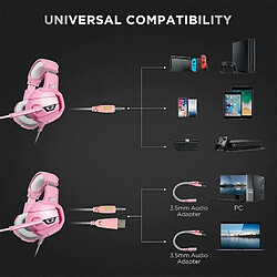 Avis Chrono Casque LED Gaming Headset Casque avec Microphone pour PS4 PC Rose Guerrier Gamer, Rose