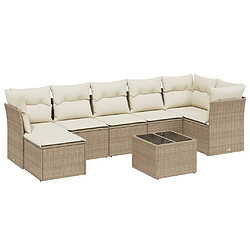 vidaXL Salon de jardin avec coussins 8 pcs beige résine tressée