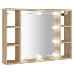 Helloshop26 Armoire à miroir avec led 76 x 15 x 55 cm chêne 02_0006671