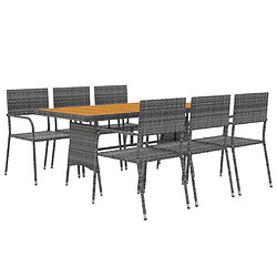 Avis Maison Chic Mobilier à dîner de jardin 7 pcs,Table et chaises d'extérieur Résine tressée Gris -GKD976784