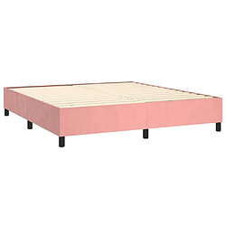 Sommier à lattes LED,Cadre à lattes de lit avec matelas pour Adulte Rose 180x200cm Velours -MN77649 pas cher