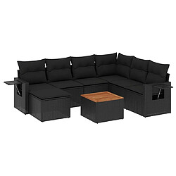 Maison Chic Ensemble Tables et chaises d'extérieur 8 pcs avec coussins,Salon de jardin noir résine tressée -GKD221971