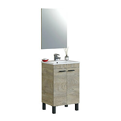 MIRAKEMUEBLE Meuble de salle de bains avec lavabo et miroir Essens - Oak Alaska Chêne en Alaska 