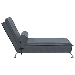 Acheter vidaXL Chaise longue de massage avec traversin gris foncé velours