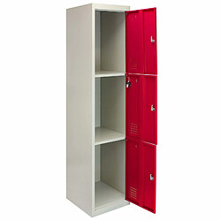 Monstershop 3 x casiers de rangement en métal - Trois portes, rouge - A plat 3 x Casiers Rangement Acier à Trois Portes Rouge et Gris 180 x 38 x 45cm [Clés & Etiquettes INCLUSES] Vestiaire Gym, Salle de Sport, Ecole, Staffroom, Ranger vos effets personnels en toute sécurite