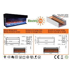 Avis Electric Sun Cheminée électrique 3 faces ElectricSun VISTA moyen, murale, à poser ou encastrable, avec effet sonore, 7 couleurs, L153xH50cm