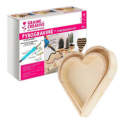 Graines Creatives Coffret pyrogravure + 2 plateaux bois cœur à décorer