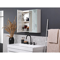 Beliani Armoire de toilette blanche avec miroir LED 60 x 60 cm CHABUNCO