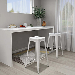 vidaXL Tabourets de bar empilables lot de 2 blanc Métal 