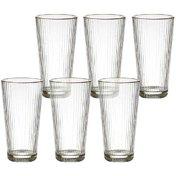 The Home Deco Factory Verres striés liseré doré (Lot de 6) 40 cl.