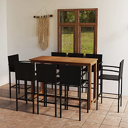 Maison Chic Table de bar et chaises d'extérieur 9 pcs,Ensemble de bar de jardin pour relax Noir -GKD228016