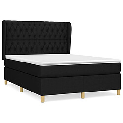 vidaXL Sommier à lattes de lit avec matelas Noir 140x190 cm Tissu