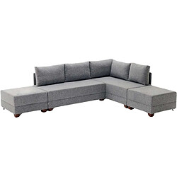 Hanah Home Canapé d'angle convertible en tissu gris Fly. Canapé d'angle convertible en tissu gris Fly