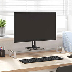 vidaXL Support de moniteur blanc 80x20x8 cm verre trempé et métal