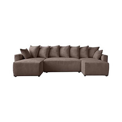 Mes Canapé U convertible 308 cm en velours côtelé taupe foncé - ALESIO