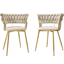 Habitat Et Jardin Lot de 2 chaises en velours Saly - Beige