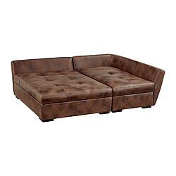 Acheter Vente-Unique Canapé d'angle droit convertible en microfibre vieillie marron ROMANE II