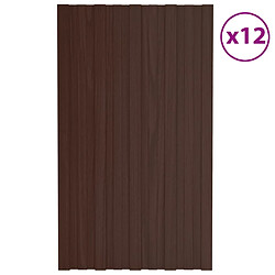 vidaXL Panneaux de toiture 12 pcs Acier galvanisé Marron 80x45 cm