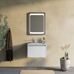 Kiamami Valentina ARMOIRE DE TOILETTE MURALE 60CM BLANC MAT AVEC MIROIR 60X80 LED | MONACO 