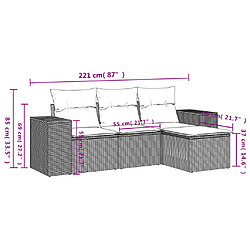 Avis vidaXL Salon de jardin 4 pcs avec coussins gris résine tressée