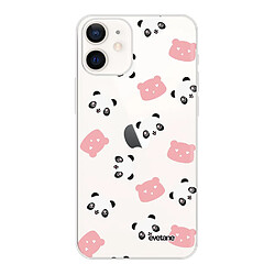 Coque iPhone 12 mini souple transparente Tête de Panda Motif Ecriture Tendance Evetane 