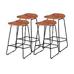 Lisa Design Djoda - lot de quatre tabourets de bar - bois massif d'acacia pas cher