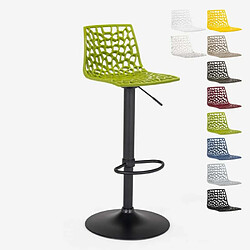 Tabouret Design Cuisine Bar Base Noire Mate Réglable Grand Soleil Spider Matt, Couleur: Anis vert