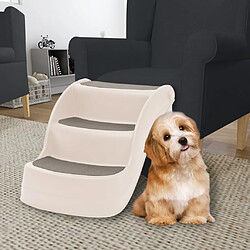 vidaXL Escalier pliable 3 marches pour chien Crème 50x38x38 cm 