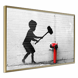 Paris Prix Affiche Murale Encadrée Banksy Hammer Boy 30 x 20 cm Or 