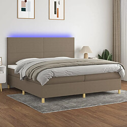 vidaXL Sommier à lattes de lit et matelas et LED Taupe 200x200cm Tissu 