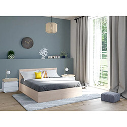 Vente-Unique Lit coffre 160 x 200 cm - Coloris : Naturel + Matelas - ELPHEGE 