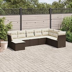 vidaXL Salon de jardin 8 pcs avec coussins marron résine tressée 