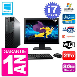 PC Lenovo M82 SFF Ecran 19" i7-3770 RAM 8Go Disque 2To Graveur DVD Wifi W7 - Occasion