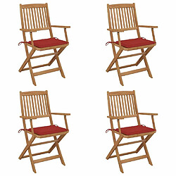 Maison Chic Lot de 4 Chaises pliables de jardin avec coussins - Fauteuil d'extérieur Bois d'acacia -MN79837