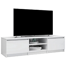 Avis Maison Chic Meuble TV scandinave - Banc TV pour salon Blanc brillant 140x40x35,5 cm Aggloméré -MN55306