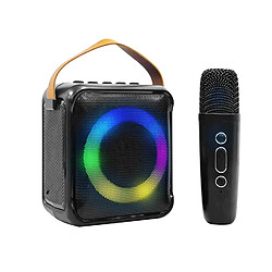 Innovalley KA04-BTH-N Mini-enceinte Bluetooth KARAOKE - LED RING - Radio FM - micro sans fil rechargeable 