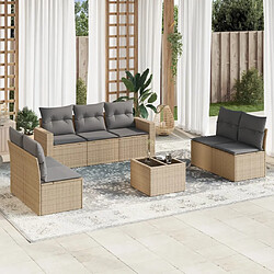 vidaXL Salon de jardin avec coussins 8 pcs beige résine tressée