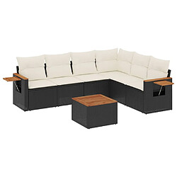 Maison Chic Ensemble Tables et chaises d'extérieur 7pcs avec coussins,Salon de jardin noir résine tressée -GKD743825