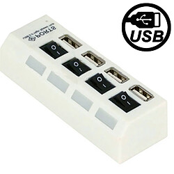 Wewoo HUB USB 2.0 haute vitesse blanc à 4 ports avec commutateur et 4 LED, Plug and Play