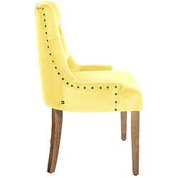 Decoshop26 Chaise de salle à manger x1 design antique capitonné en velours jaune avec 4 pieds en bois clair 10_0001947