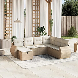 vidaXL Salon de jardin avec coussins 7 pcs beige résine tressée