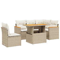 vidaXL Salon de jardin avec coussins 6 pcs beige résine tressée