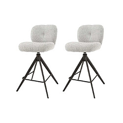 Avis Lisa Design Arani - lot de deux tabourets de bar rotatifs - en tissu bouclette gris