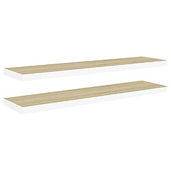 vidaXL Étagères flottantes 2 pcs chêne et blanc 120x23,5x3,8 cm MDF