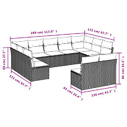 Avis vidaXL Salon de jardin 11 pcs avec coussins noir résine tressée